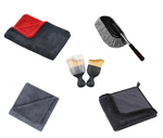 Prosop Uscare Auto Din Microfibra Premium Twisted Loop Rosu/Gri, 90X60 cm, 1200 GSM + Prosp Microfibra Twisted Loop, 60x40 cm, 700 GSM, + Perie Microfibra Cu Maner Telscopic + Laveta Microfibra Fara Margini Cusute, 40x40 cm, 380 GSM + Pensula Nanofibre