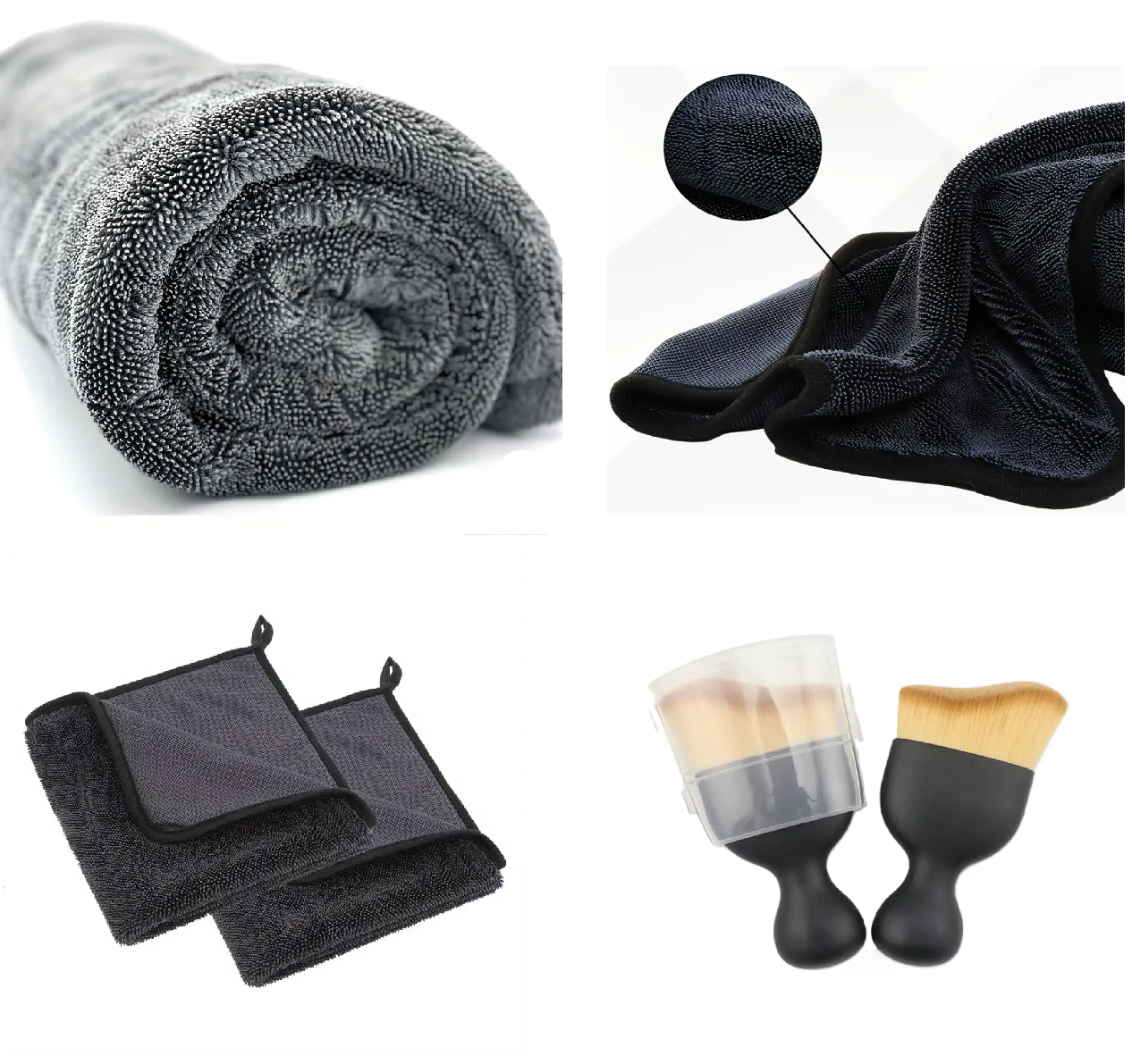 Set 3 Prosoape Uscare Auto Din Microfibra Twisted Loop, 1 X 1200 GSM 90X60 cm, 1 X 700 GSM 60X40 cm, 2 X 700 GSM 40X40 cm + O Pensula Nanofibre