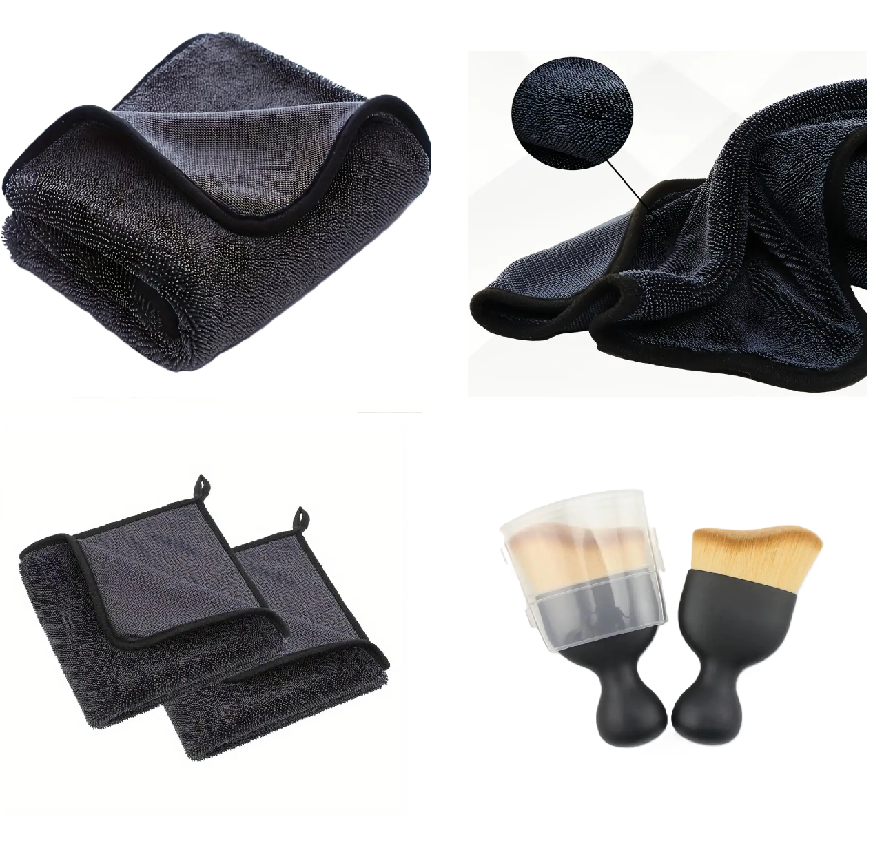 Set 3 Prosoape Uscasre Auto Din Microfibra Twisted, 1 X 700 GSM 90X60 cm, 1 X 700 GSM 60X40 cm, 2 X 700 GSM 40X40 cm + Pensula Nanofibre