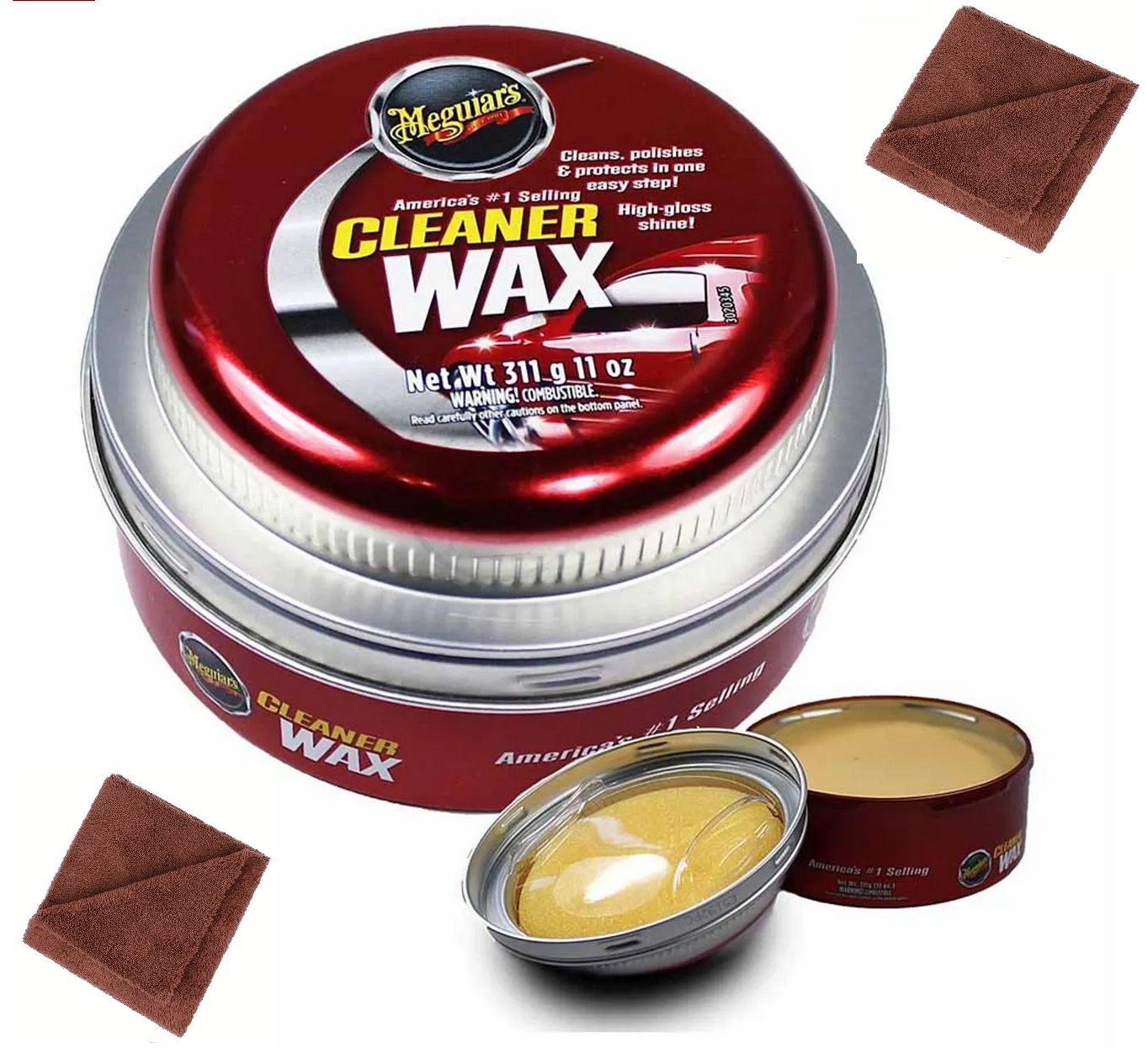Ceara De Curatare Cleaner's Wax 311g MEGUIAR'S 311 gr + Doua Lavete Microfibra 380 GSM 40X40 cm