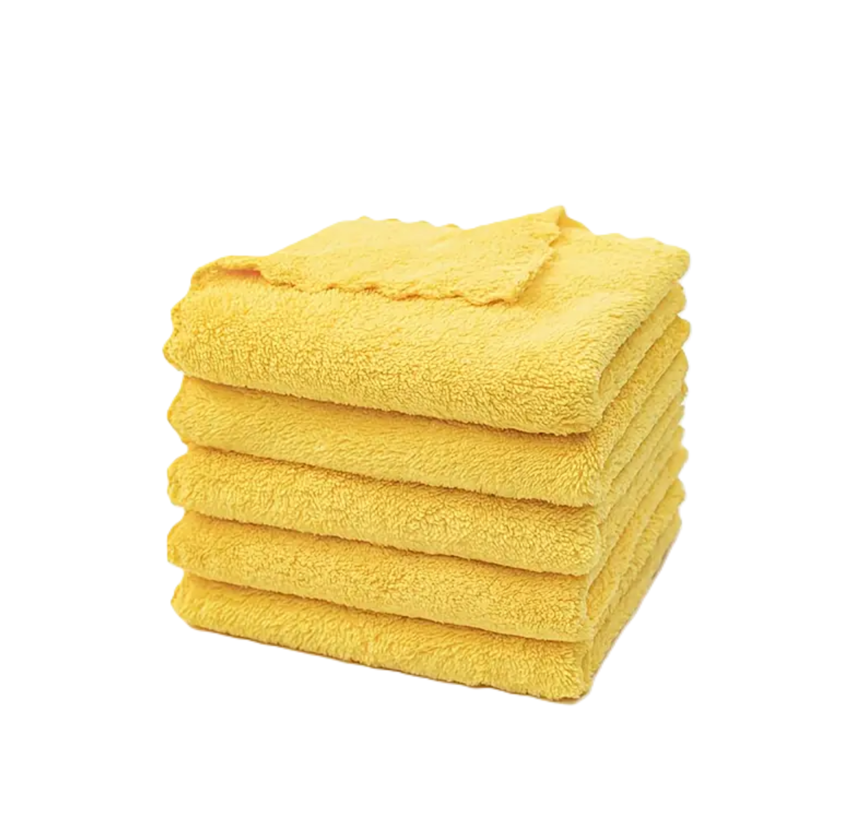 5 Lavete Galbene Din Microfibra Premium, Fara Margini Cusute, 40x40 cm, 380 GSM
