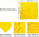 5 Lavete Galbene Din Microfibra Premium, Fara Margini Cusute, 40x40 cm, 380 GSM