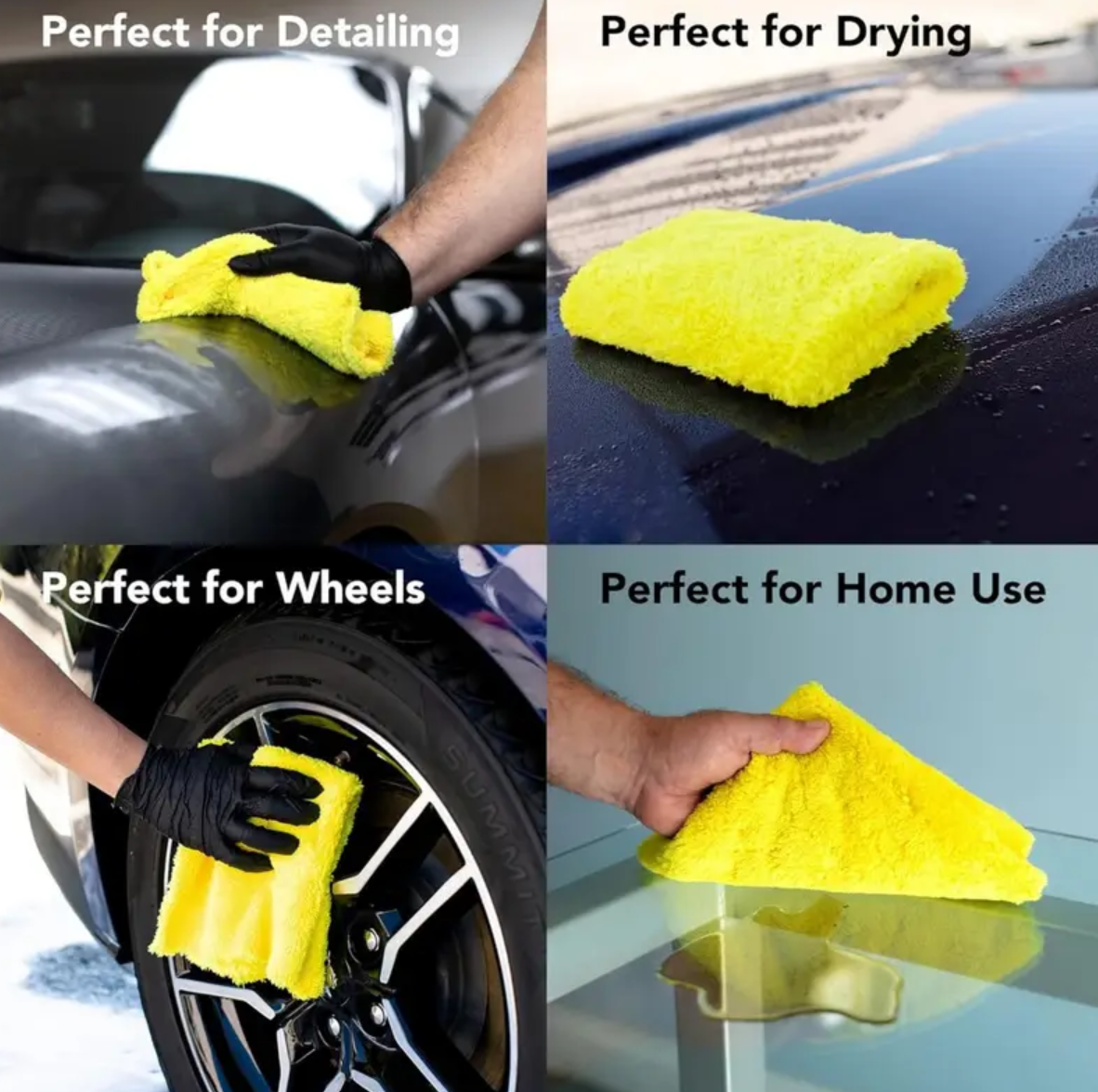 5 Lavete Galbene Din Microfibra Premium, Fara Margini Cusute, 40x40 cm, 380 GSM