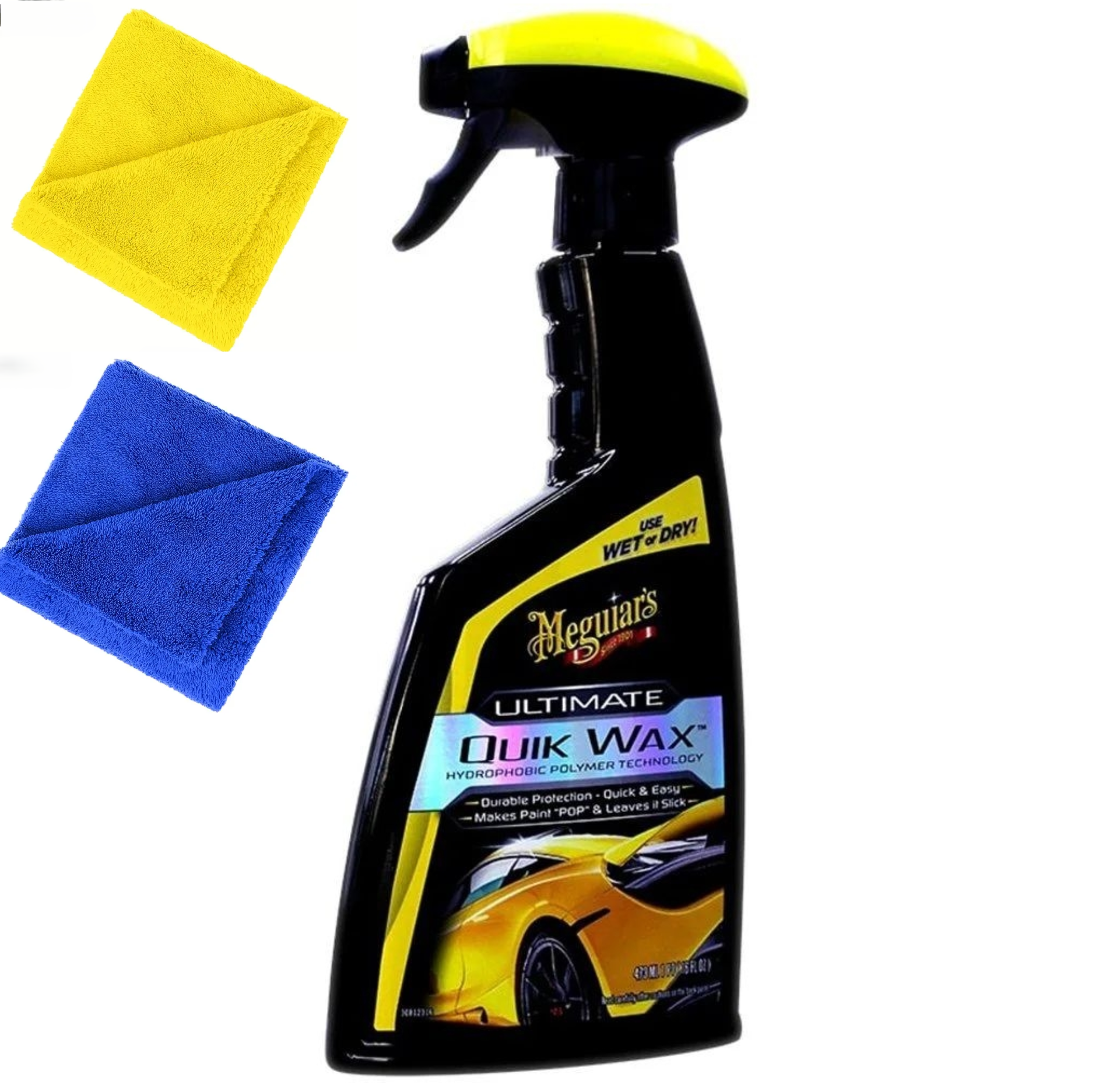 Ceara Auto Lichida Meguiar's Ultimate Quik Wax, 450ml + Doua Lavete Din Microfibra 380 GSM 40X40 cm