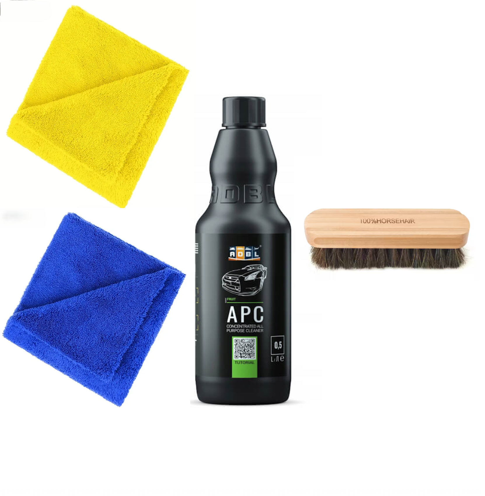 Solutie Curatare Universala ADBL APC All Purpose Cleaner 500 ml+ Doua Lavete Microfibra 380 gsm 40x40 cm + Perie Cu Peri Naturali