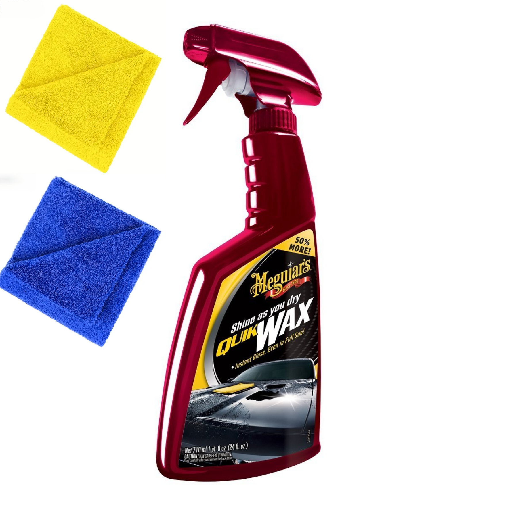 Ceara Auto Lichida Meguiar's Quick Wax, 710ml + Doua Lavete Microfibra 380 GSM 40X40 cm