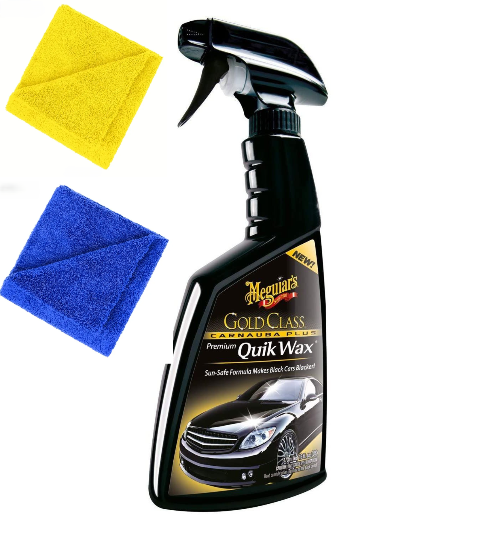 Ceara Lichida MEGUIAR'S Gold Class Carnauba Plus Quick WAX 473ml + Doua Lavete Microfibra 380 GSM 40X40 cm