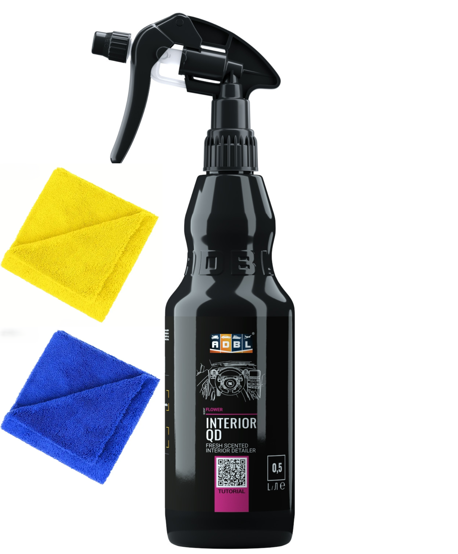 Solutie Detailing Rapid Interior ADBL Interior QD 500 ml + Doua Lavete Microfibra 380 GSM 40X40 cm