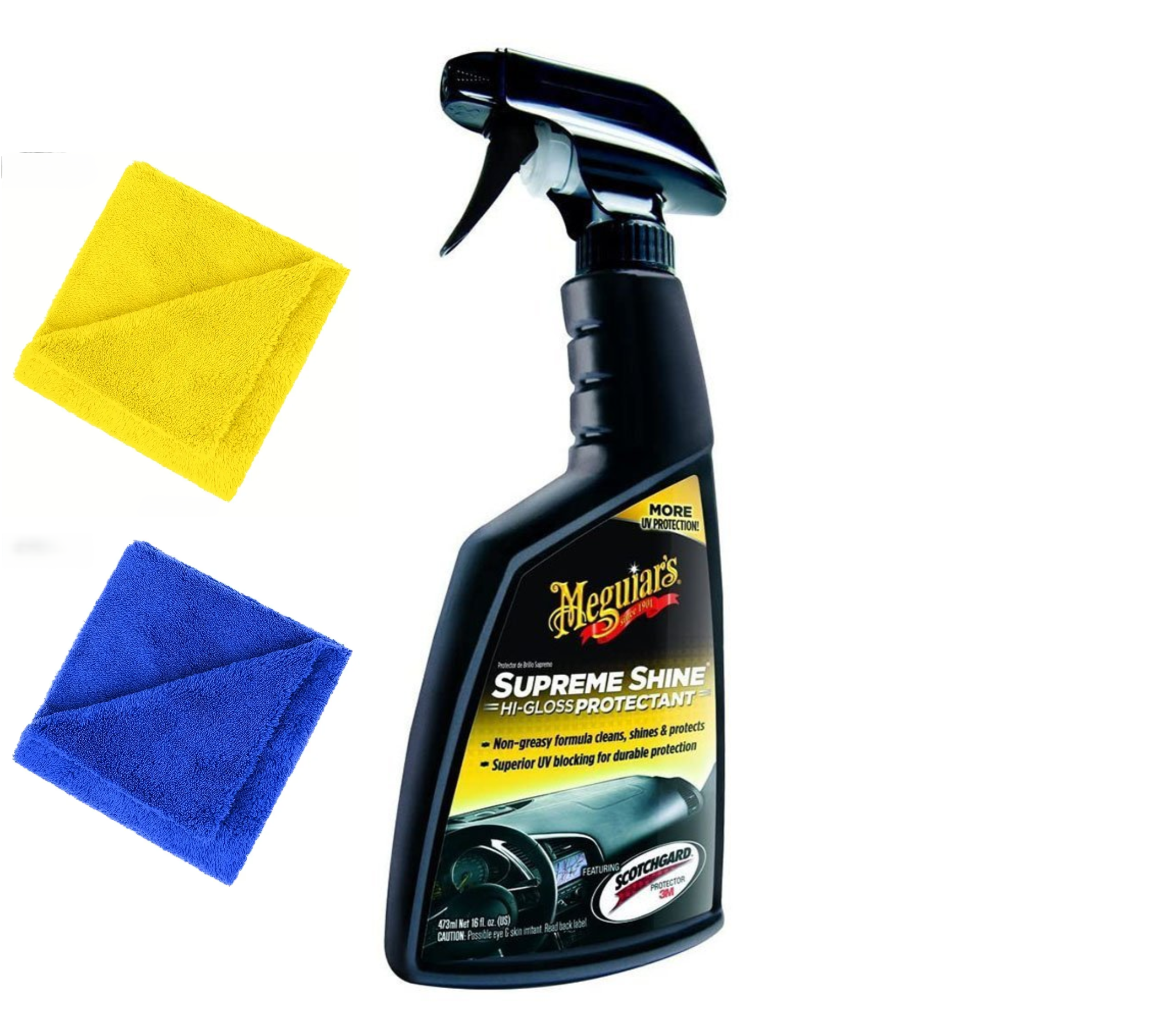 Dressing plastic interior Meguiar's Supreme Shine Protectant, 473ml + Doua Lavete Microfibra 380 GSM 40X40 CM