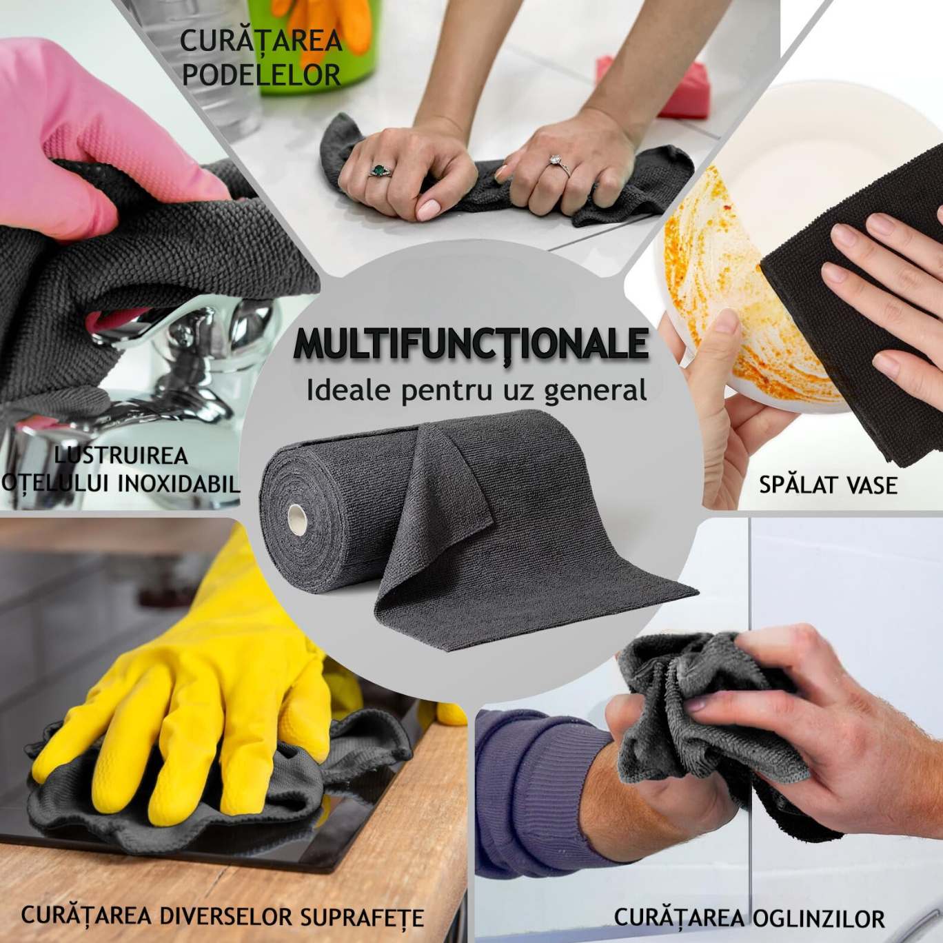 Rola Cu 50 Lavete Din Microfibra 200 GSM 30x30 cm