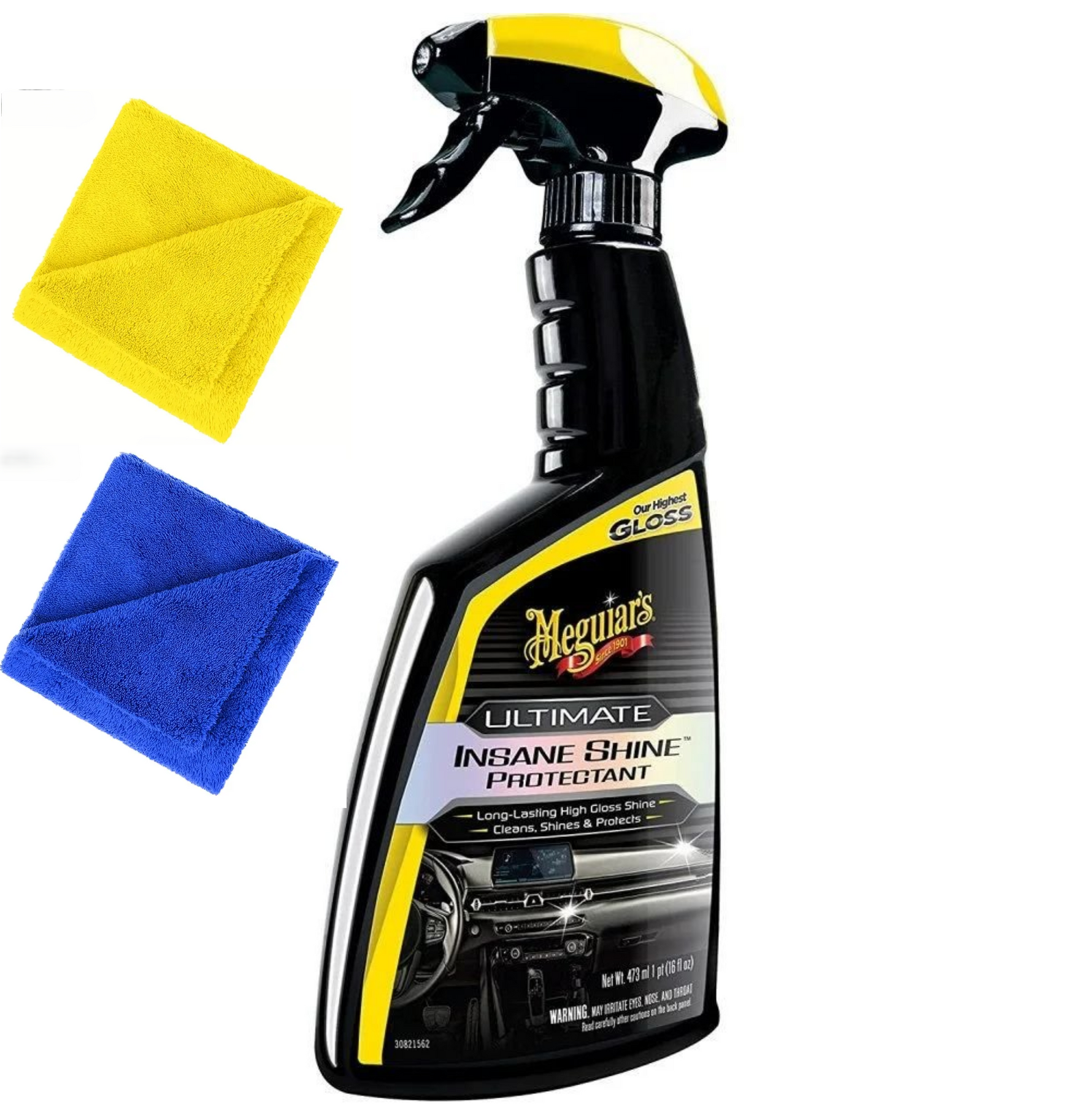 Dressing Plastic Meguiar's Ultimate Insane Shine Protectant, 473ml + Doua Lavete Microfibra 380 GSM 40X40 cm