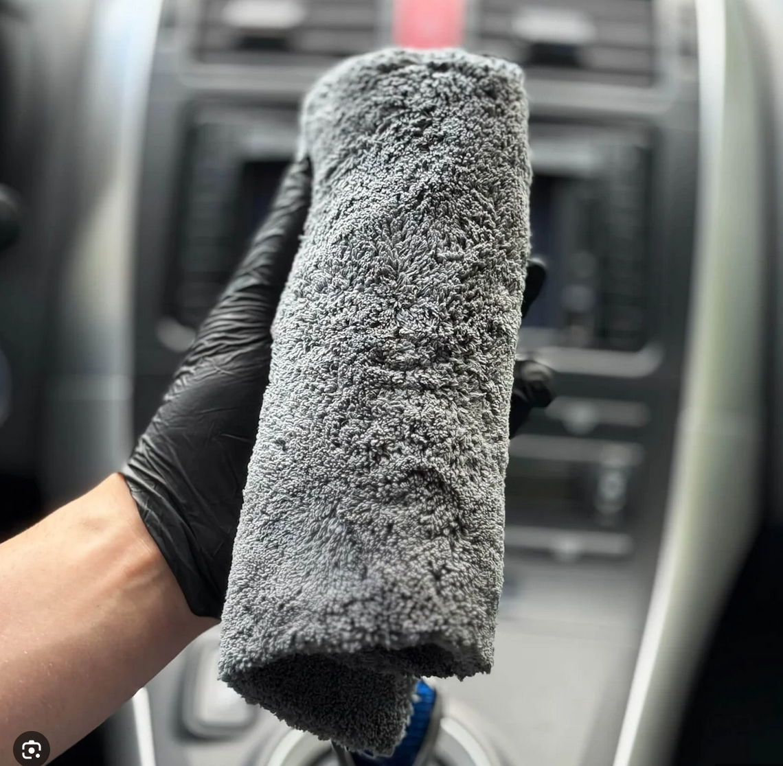 Prosop Microfibra Premium Gri, Grosime 1200 GSM, Dimensiune 90X60 cm, + Doua Lavete Din Microfibra Fara Margini Cusute, Grosime 380 GSM, Dimensiune 40x40 cm + 5 Pensule din Burete + O pensula din Nanofibre