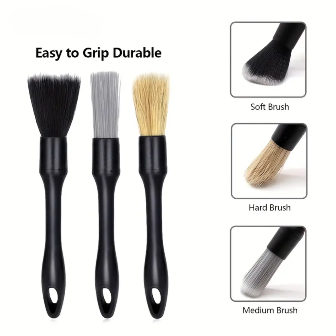 6 Lavete Profesionale Din Microfibra Premium, 3 Gri, 3 Albastre, 40x40 cm, 380 GSM + Un Set De 3 pensule Profesionale Cu Peri ( Soft, Medium, Hard )