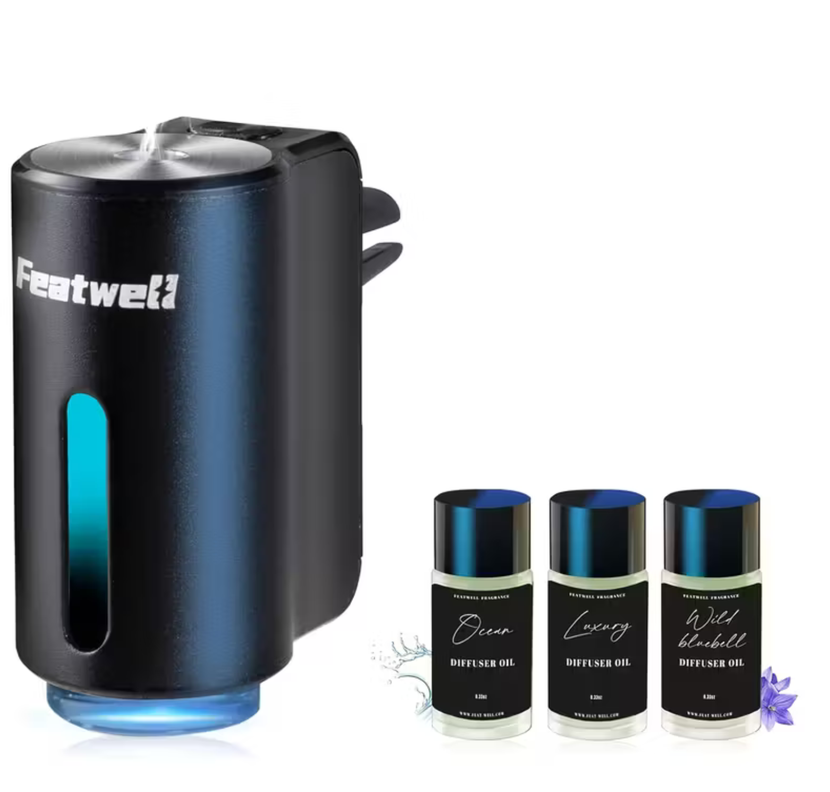 PACHET Difuzor Mini Negru + 3 Parfumuri