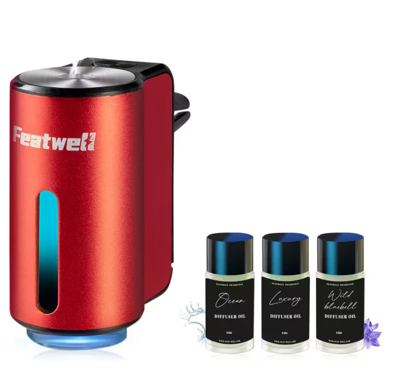 PACHET Difuzor Mini Rosu + 3 Parfumuri