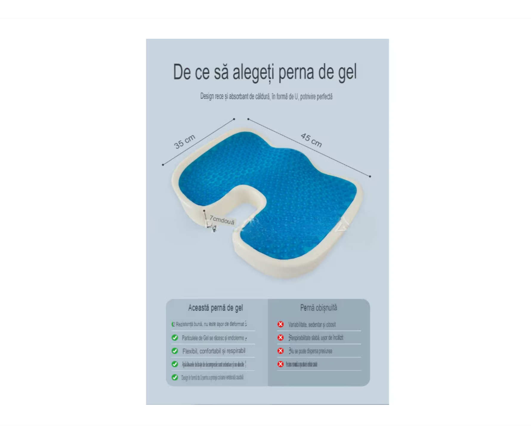 Perna Auto Ortopedica Din Spuma Cu Memorie Si Gel Racoritor Culoare Maro