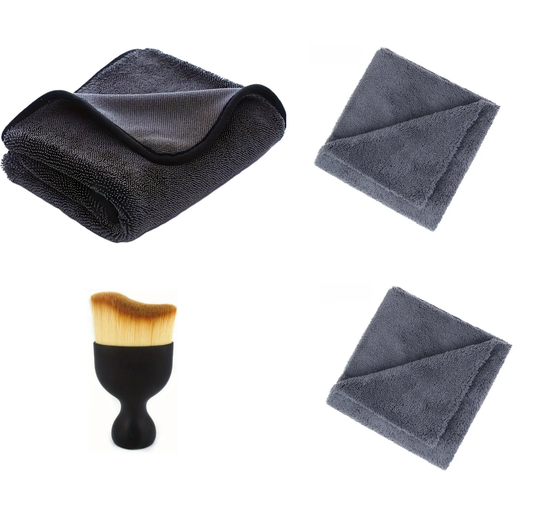 Prosop Auto Din Microfibra Premium Twisted Loop 700 GSM 90X60 CM + Doua Lavete Din Microfibra Fara Margini Cusute 380 GSM 40x40 cm + O Pensula Din Nanofibre