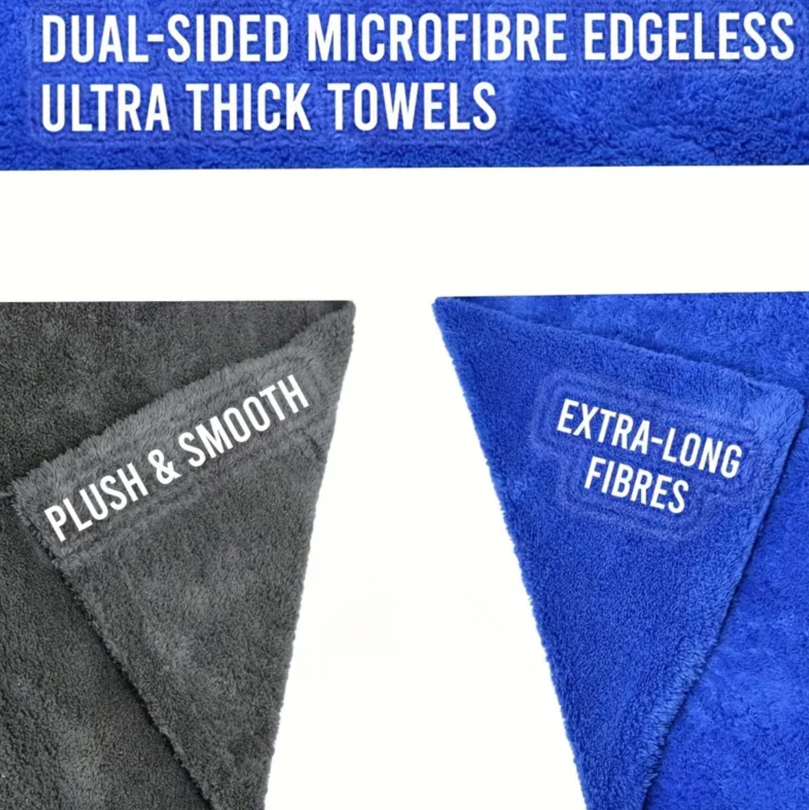 Set 6 Lavete Microfibra Premium Fara Margini Cusute 380 GSM 40X40 cm 3 Albastre 3 Gri