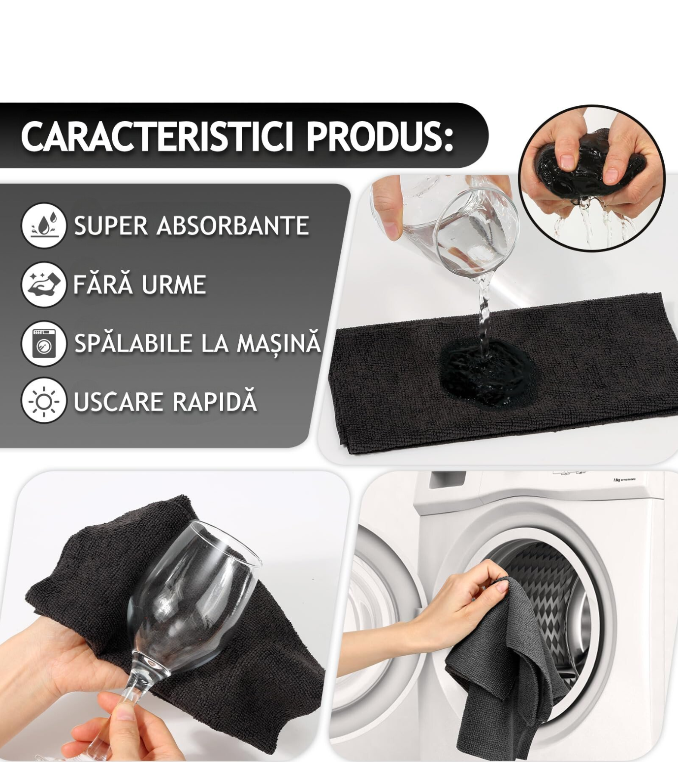 Rola Cu 50 Lavete Din Microfibra 200 GSM 30x30 cm