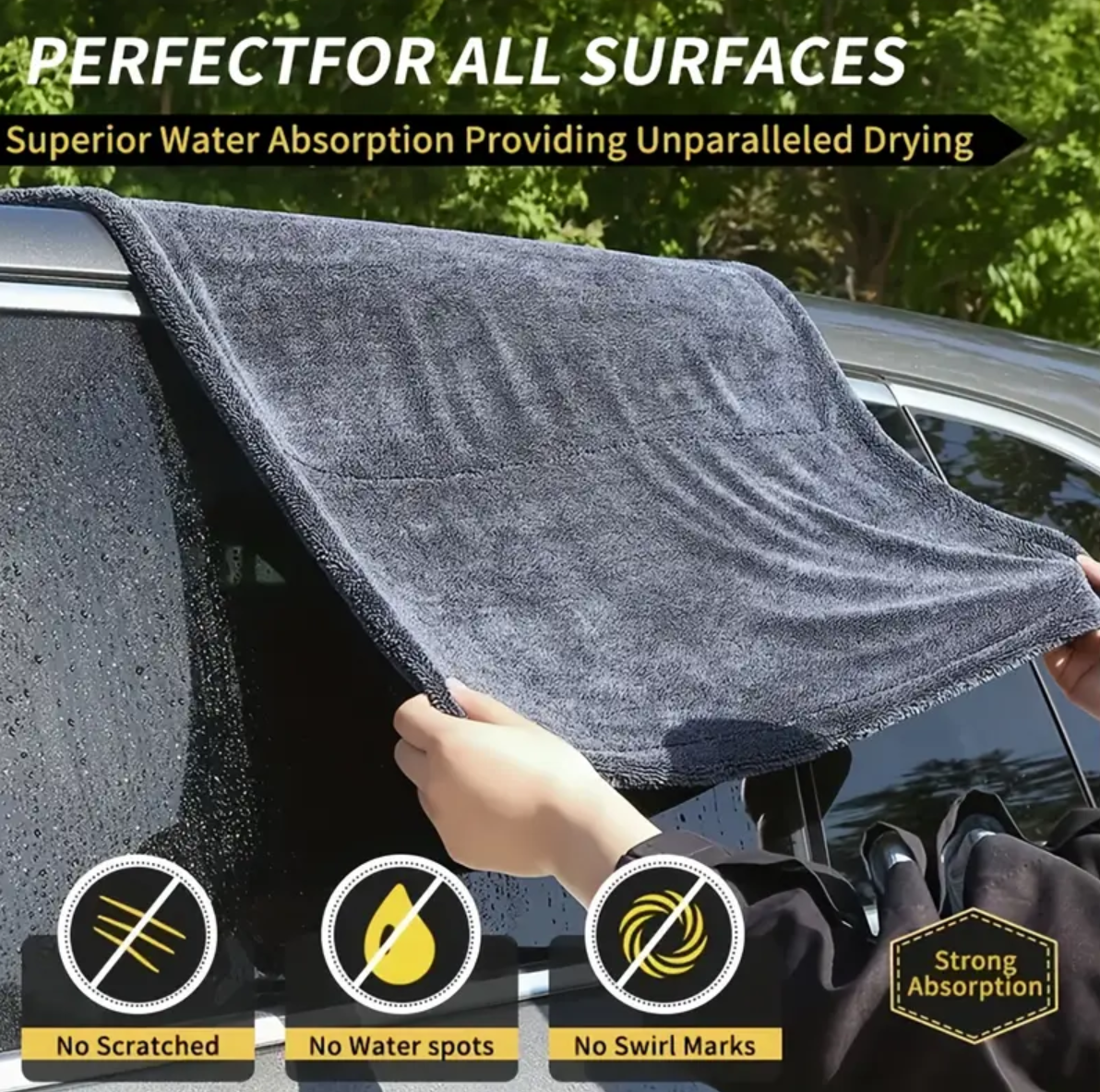 Prosop Auto Din Microfibra Premium Twisted Loop Gri 1200 GSM 90x60 cm